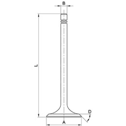 Válvula De Escape Ø 36.60 x 9.50 mm - L 123.40 mm - 45 ° Para Tractor Massey Ferguson, Landini