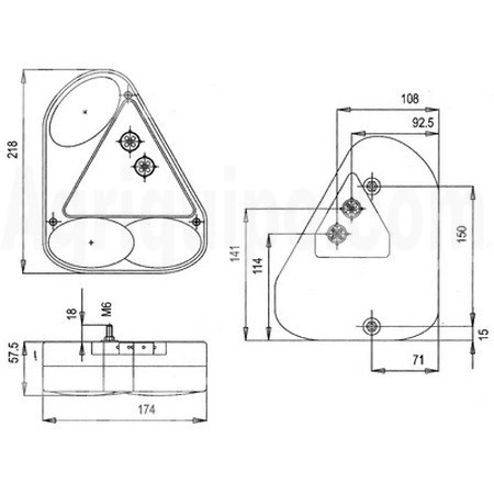 Piloto Trasero Derecho - 258 x 250 x 65 Mm Para Tractor Case-Ih, New Holland 2
