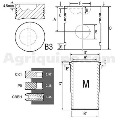 Juego de camisas para pistón | John Deere 2